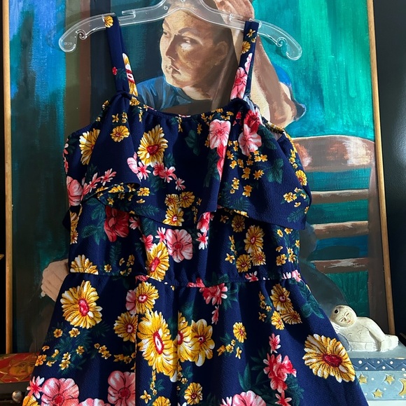 Floral Ruffle Jumpsuit in Navy Blue XL - Picture 12 of 16